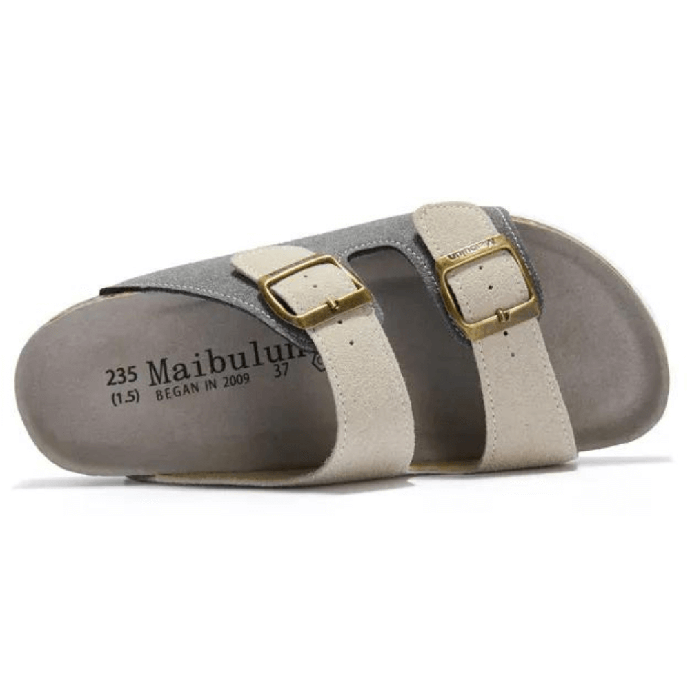 Sandália Maibulun Camurça - Cinza com Creme